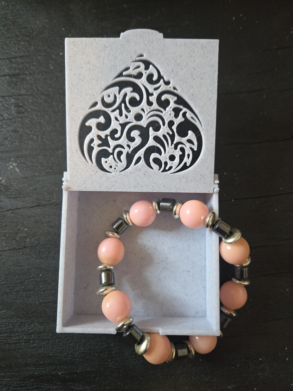 Pink Beaded Stretch Bracelet & Jewelry Box Elegant Women's Jewelry